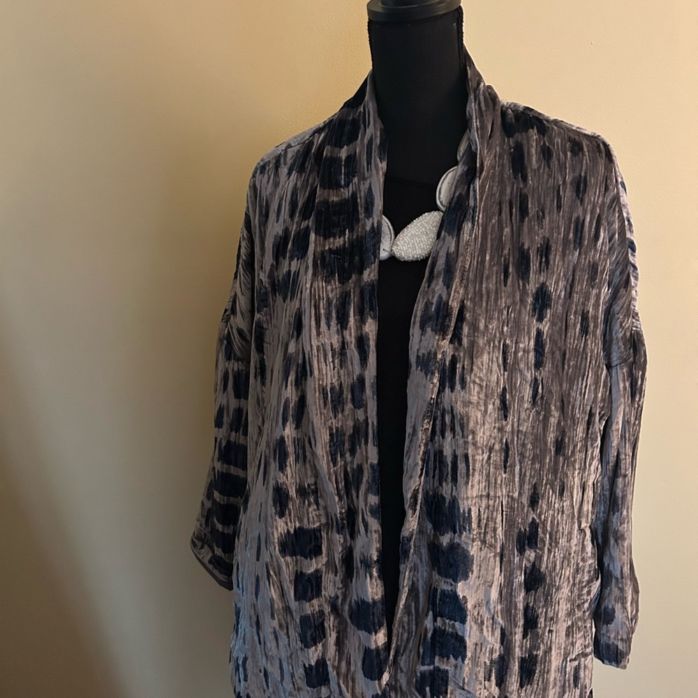 Elegant Blue and Gray Women's J Jill Kimono Jacket